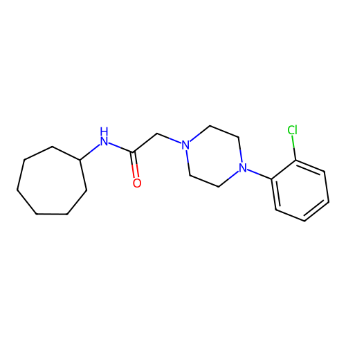 4-(2-Chlorophenyl)-N-cycloheptyl-1-piperazineacetamide structure