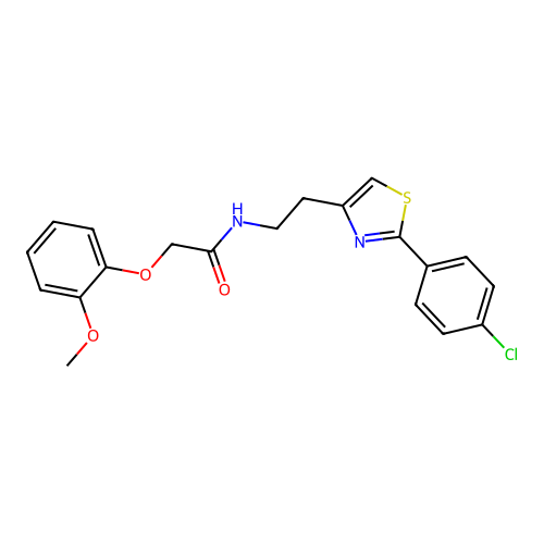 N-{2-[2-(4-chlorophenyl)-1,3-thiazol-4-yl]ethyl}-2-(2-methoxyphenoxy)acetamide structure