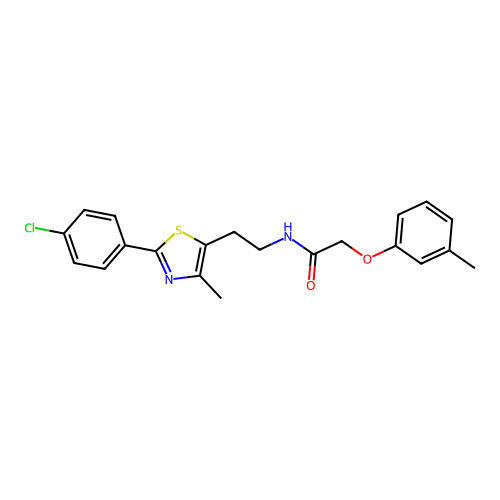 N-{2-[2-(4-chlorophenyl)-4-methyl-1,3-thiazol-5-yl]ethyl}-2-(3-methylphenoxy)acetamide structure