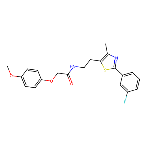 N-{2-[2-(3-fluorophenyl)-4-methyl-1,3-thiazol-5-yl]ethyl}-2-(4-methoxyphenoxy)acetamide structure