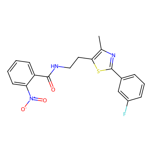 N-{2-[2-(3-fluorophenyl)-4-methyl-1,3-thiazol-5-yl]ethyl}-2-nitrobenzamide structure