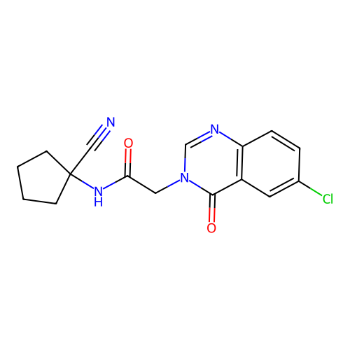 2-(6-chloro-4-oxo-3,4-dihydroquinazolin-3-yl)-N-(1-cyanocyclopentyl)acetamide structure