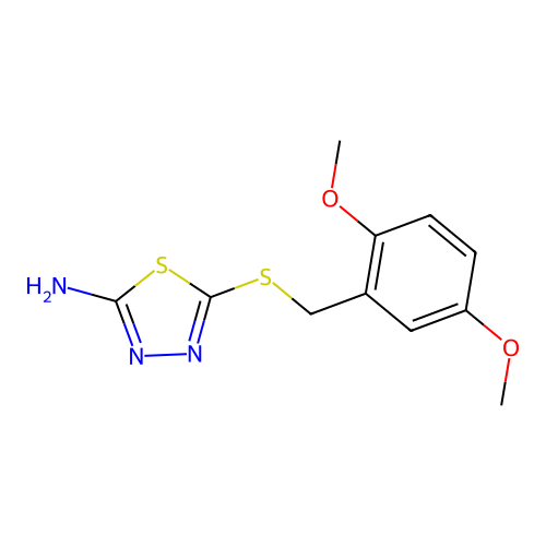 5-((2,5-Dimethoxybenzyl)thio)-1,3,4-thiadiazol-2-amine structure
