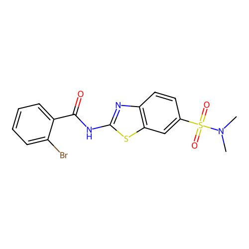 2-bromo-N-[6-(dimethylsulfamoyl)-1,3-benzothiazol-2-yl]benzamide structure