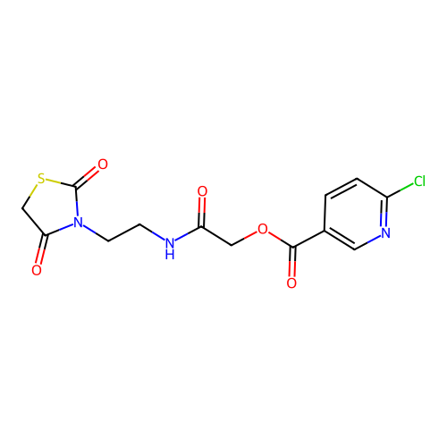 {[2-(2,4-dioxo-1,3-thiazolidin-3-yl)ethyl]carbamoyl}methyl 6-chloropyridine-3-carboxylate structure