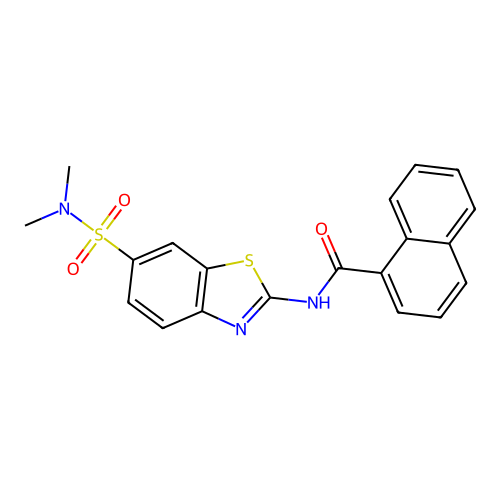 N-[6-(dimethylsulfamoyl)-1,3-benzothiazol-2-yl]naphthalene-1-carboxamide structure
