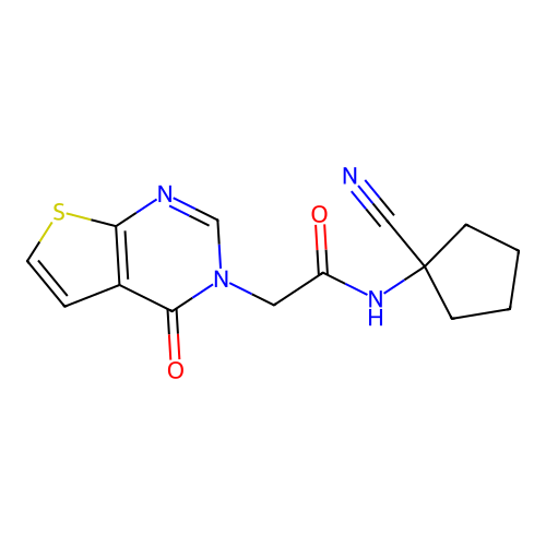 N-(1-cyanocyclopentyl)-2-{4-oxo-3H,4H-thieno[2,3-d]pyrimidin-3-yl}acetamide structure
