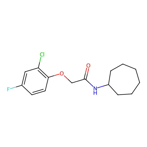 2-(2-chloro-4-fluorophenoxy)-N-cycloheptylacetamide structure