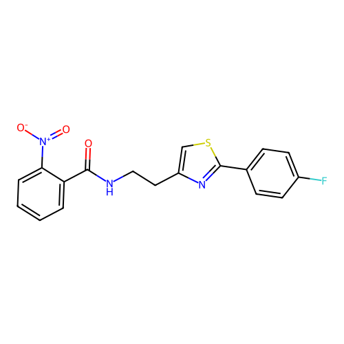 N-(2-(2-(4-fluorophenyl)thiazol-4-yl)ethyl)-2-nitrobenzamide structure