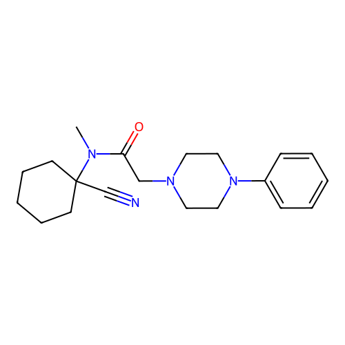 N-(1-cyanocyclohexyl)-N-methyl-2-(4-phenylpiperazin-1-yl)acetamide structure