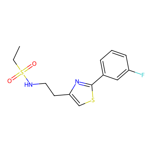 N-[2-[2-(3-fluorophenyl)-1,3-thiazol-4-yl]ethyl]ethanesulfonamide structure
