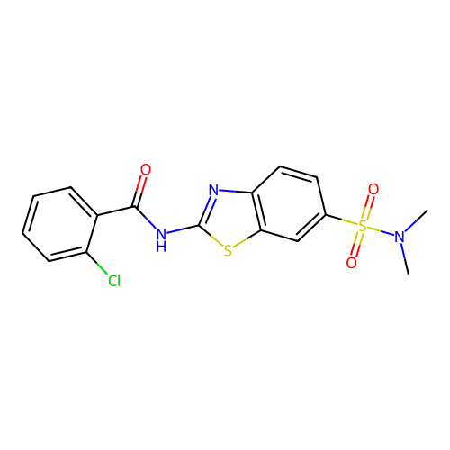 2-chloro-N-[6-(dimethylsulfamoyl)-1,3-benzothiazol-2-yl]benzamide structure