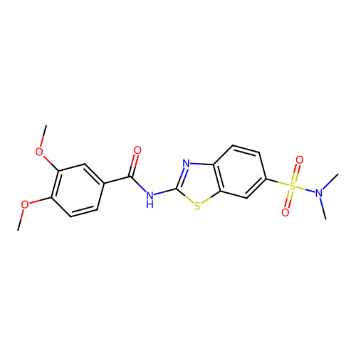 N-[6-(dimethylsulfamoyl)-1,3-benzothiazol-2-yl]-3,4-dimethoxybenzamide structure