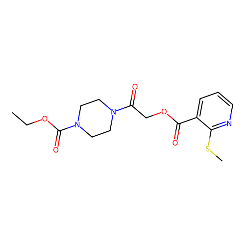 ethyl 4-[2-(2-methylsulfanylpyridine-3-carbonyl)oxyacetyl]piperazine-1-carboxylate structure