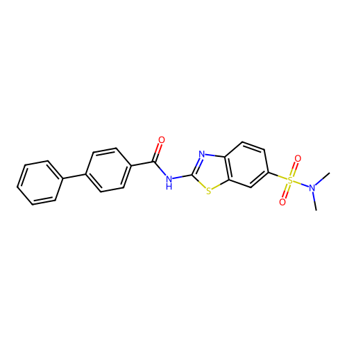 N-[6-(dimethylsulfamoyl)-1,3-benzothiazol-2-yl]-4-phenylbenzamide structure