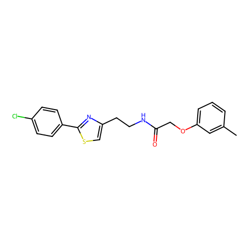 N-{2-[2-(4-chlorophenyl)-1,3-thiazol-4-yl]ethyl}-2-(3-methylphenoxy)acetamide structure