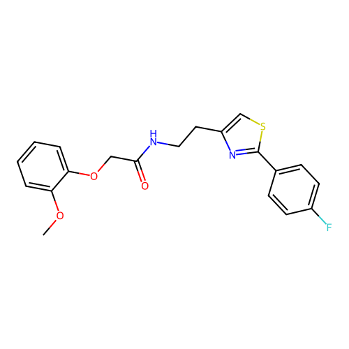 N-{2-[2-(4-fluorophenyl)-1,3-thiazol-4-yl]ethyl}-2-(2-methoxyphenoxy)acetamide structure