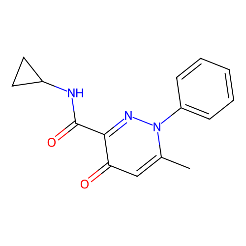 N-cyclopropyl-6-methyl-4-oxo-1-phenyl-1,4-dihydropyridazine-3-carboxamide structure