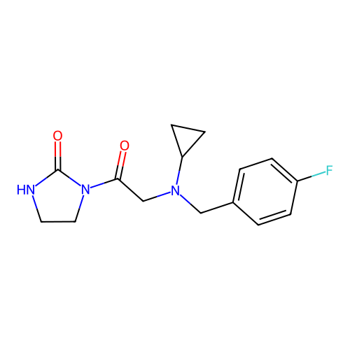 1-[2-[Cyclopropyl[(4-fluorophenyl)methyl]amino]acetyl]-2-imidazolidinone structure