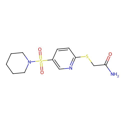2-(5-Piperidin-1-ylsulfonylpyridin-2-yl)sulfanylacetamide structure