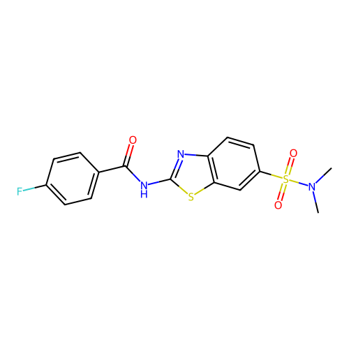 N-[6-(dimethylsulfamoyl)-1,3-benzothiazol-2-yl]-4-fluorobenzamide structure