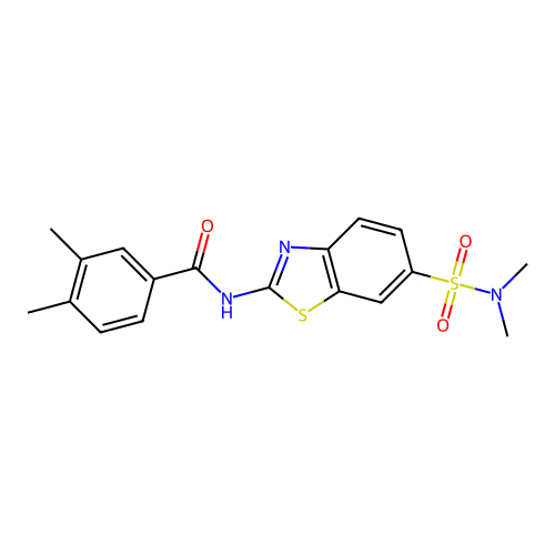N-[6-(dimethylsulfamoyl)-1,3-benzothiazol-2-yl]-3,4-dimethylbenzamide structure
