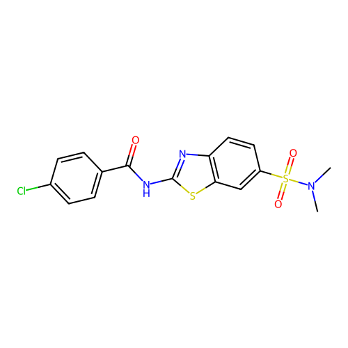 4-chloro-N-[6-(dimethylsulfamoyl)-1,3-benzothiazol-2-yl]benzamide structure