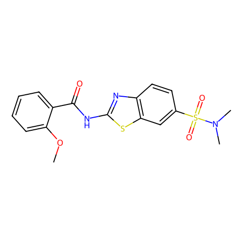 N-[6-(dimethylsulfamoyl)-1,3-benzothiazol-2-yl]-2-methoxybenzamide structure