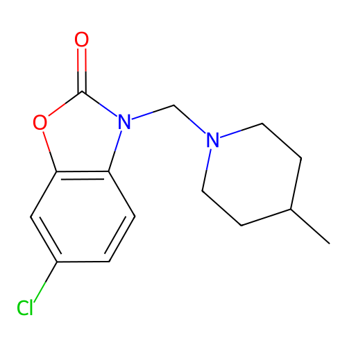 6-Chloro-3-[(4-methyl-1-piperidinyl)methyl]-2(3H)-benzoxazolone structure