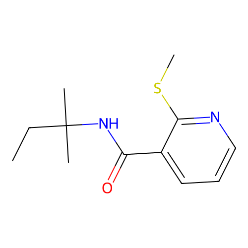 N-(2-methylbutan-2-yl)-2-(methylsulfanyl)pyridine-3-carboxamide structure