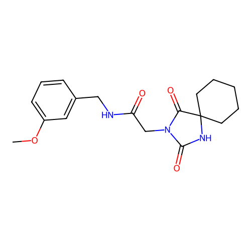 2-(2,4-dioxo-1,3-diazaspiro[4.5]dec-3-yl)-N-(3-methoxybenzyl)acetamide structure