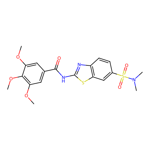 N-[6-(dimethylsulfamoyl)-1,3-benzothiazol-2-yl]-3,4,5-trimethoxybenzamide structure