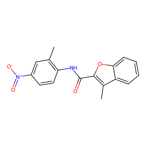 3-methyl-N-(2-methyl-4-nitrophenyl)-1-benzofuran-2-carboxamide structure
