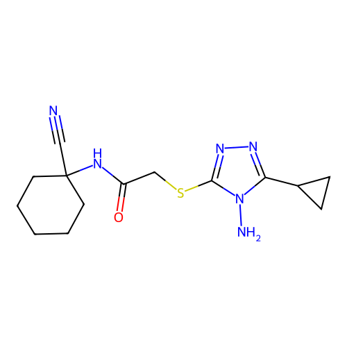 2-[(4-amino-5-cyclopropyl-1,2,4-triazol-3-yl)sulfanyl]-N-(1-cyanocyclohexyl)acetamide structure