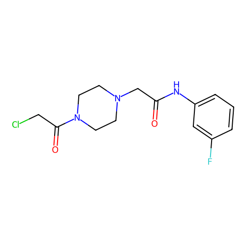2-[4-(chloroacetyl)piperazin-1-yl]-N-(3-fluorophenyl)acetamide structure