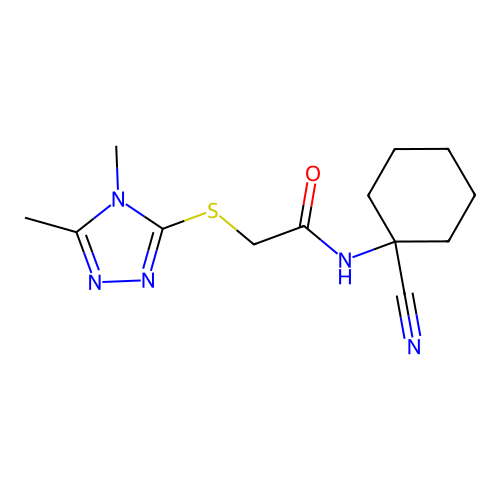N-(1-cyanocyclohexyl)-2-[(dimethyl-4H-1,2,4-triazol-3-yl)sulfanyl]acetamide structure