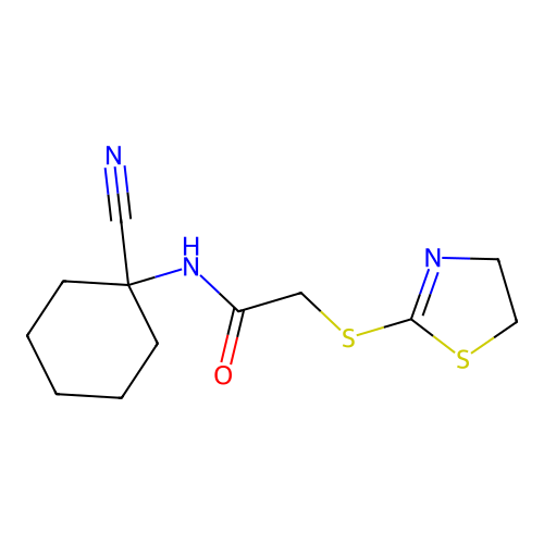 N-(1-cyanocyclohexyl)-2-(4,5-dihydro-1,3-thiazol-2-ylsulfanyl)acetamide structure