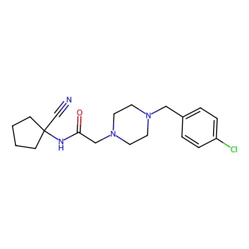 2-{4-[(4-chlorophenyl)methyl]piperazin-1-yl}-N-(1-cyanocyclopentyl)acetamide structure