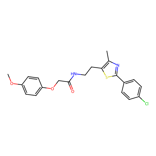 N-{2-[2-(4-chlorophenyl)-4-methyl-1,3-thiazol-5-yl]ethyl}-2-(4-methoxyphenoxy)acetamide structure