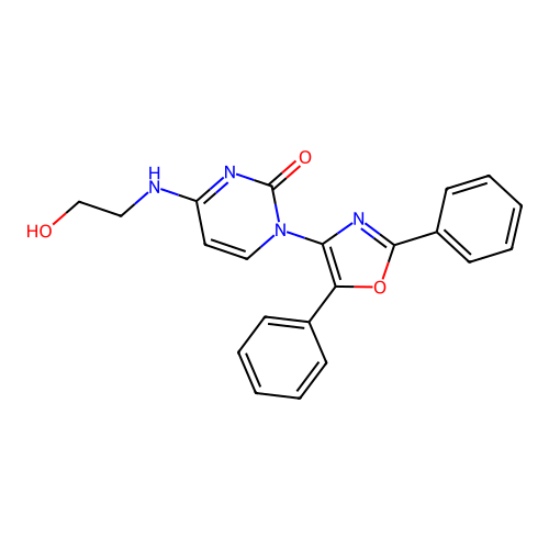 1-(2,5-diphenyloxazol-4-yl)-4-((2-hydroxyethyl)amino)pyrimidin-2(1H)-one structure