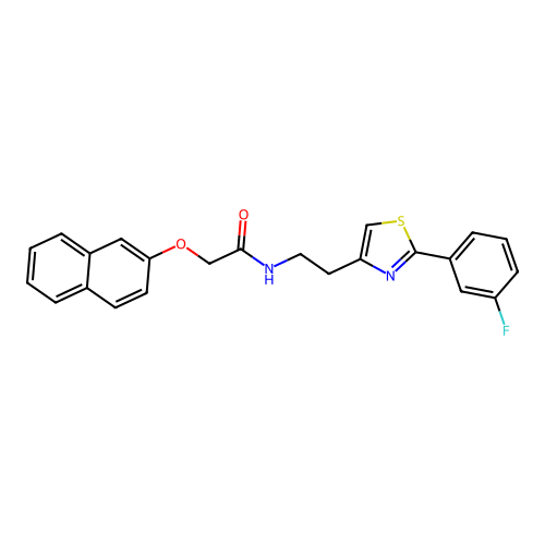 N-(2-(2-(3-fluorophenyl)thiazol-4-yl)ethyl)-2-(naphthalen-2-yloxy)acetamide structure