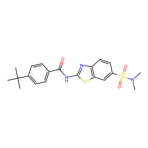 4-tert-butyl-N-[6-(dimethylsulfamoyl)-1,3-benzothiazol-2-yl]benzamide structure