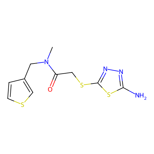 2-((5-Amino-1,3,4-thiadiazol-2-yl)thio)-N-methyl-N-(thiophen-3-ylmethyl)acetamide structure