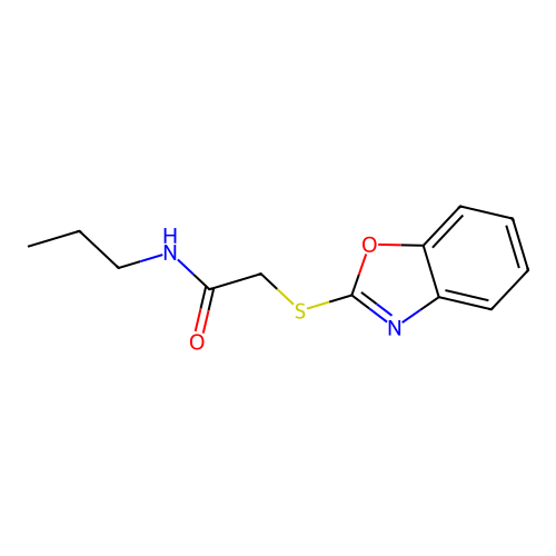 2-(1,3-benzoxazol-2-ylsulfanyl)-N-propylacetamide structure