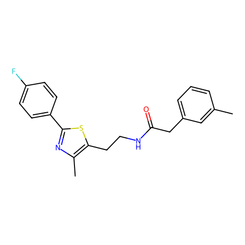 N-{2-[2-(4-fluorophenyl)-4-methyl-1,3-thiazol-5-yl]ethyl}-2-(3-methylphenyl)acetamide structure