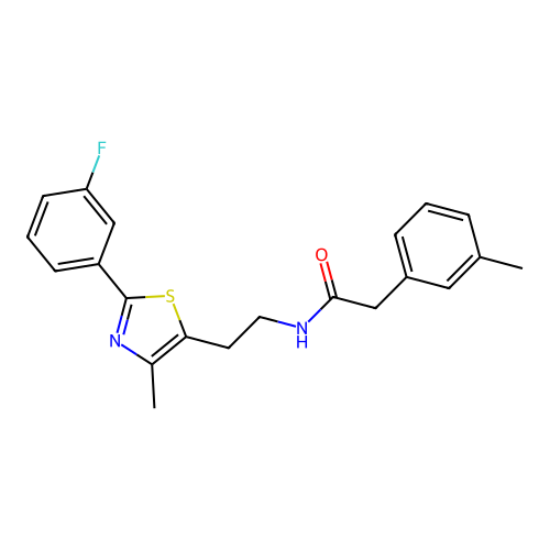 N-{2-[2-(3-fluorophenyl)-4-methyl-1,3-thiazol-5-yl]ethyl}-2-(3-methylphenyl)acetamide structure