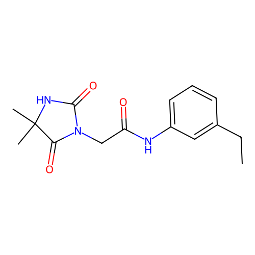 2-(4,4-dimethyl-2,5-dioxoimidazolidin-1-yl)-N-(3-ethylphenyl)acetamide structure