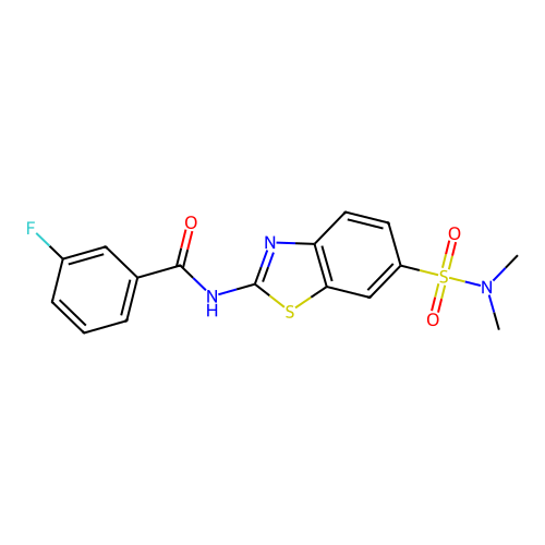 N-[6-(dimethylsulfamoyl)-1,3-benzothiazol-2-yl]-3-fluorobenzamide structure