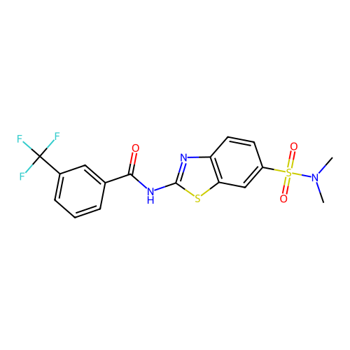 N-[6-(dimethylsulfamoyl)-1,3-benzothiazol-2-yl]-3-(trifluoromethyl)benzamide structure
