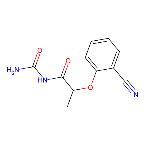 N-carbamoyl-2-(2-cyanophenoxy)propanamide structure
